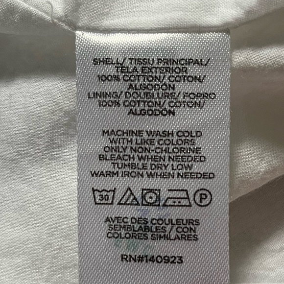 Loft 100% Cotton White Sleeveless Ruffle Pintriped Tiered 1/2 Button Up Dress S - Picture 7 of 10